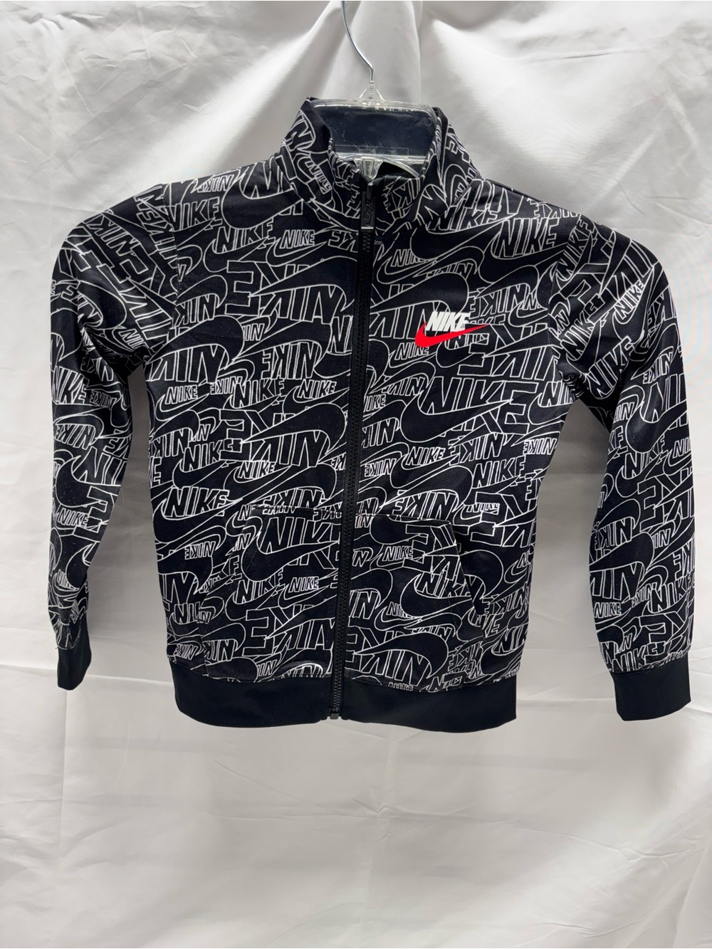 Nike Zip Up Track Jacket AOP All Over Print Sz 6 Boys Warm Up Black Multi Color